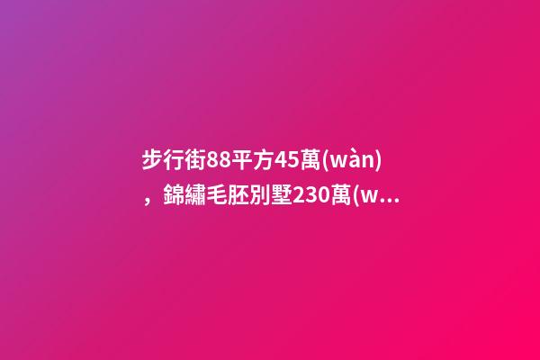 步行街88平方45萬(wàn)，錦繡毛胚別墅230萬(wàn)，城南自建房273平帶院165萬(wàn)